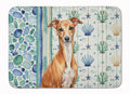 Red Italian Greyhound Coastal Sea Glass Memory Foam Kitchen Mat Machine Washable Anti-Fatigue Cushion Comfort Bath or Kitchen Rug