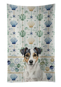 White and Black Jack Russell Terrier Coastal Sea Glass Kitchen Towel Velour Plush Front and Cotton Loop Back Machine Washable