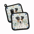 White and Black Jack Russell Terrier Coastal Sea Glass Pot Holder Set of 2 Heat Resistant Quilted Hot Pads 7.5 x 7.5 Inch, Insulated Kitchen Trivets for Cooking & Baking