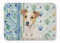 White and Tan Jack Russell Terrier Coastal Sea Glass Memory Foam Kitchen Mat Machine Washable Anti-Fatigue Cushion Comfort Bath or Kitchen Rug