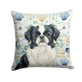 Black and White Japanese Chin Coastal Sea Glass Decorative Throw Pillow 18x18 Indoor Outdoor Accent Cushion, Fabric Cover with Insert for Sofa, Bed, Porch & Living Room