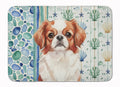 Red and White Japanese Chin Coastal Sea Glass Memory Foam Kitchen Mat Machine Washable Anti-Fatigue Cushion Comfort Bath or Kitchen Rug