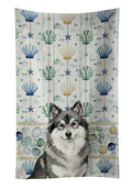 Keeshond Coastal Sea Glass Kitchen Towel Velour Plush Front and Cotton Loop Back Machine Washable