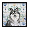 Keeshond Coastal Sea Glass Framed Metal Print Bathroom, Kitchen, Office, Home Decor Wall Art Ready to Hang, Square, 8X8