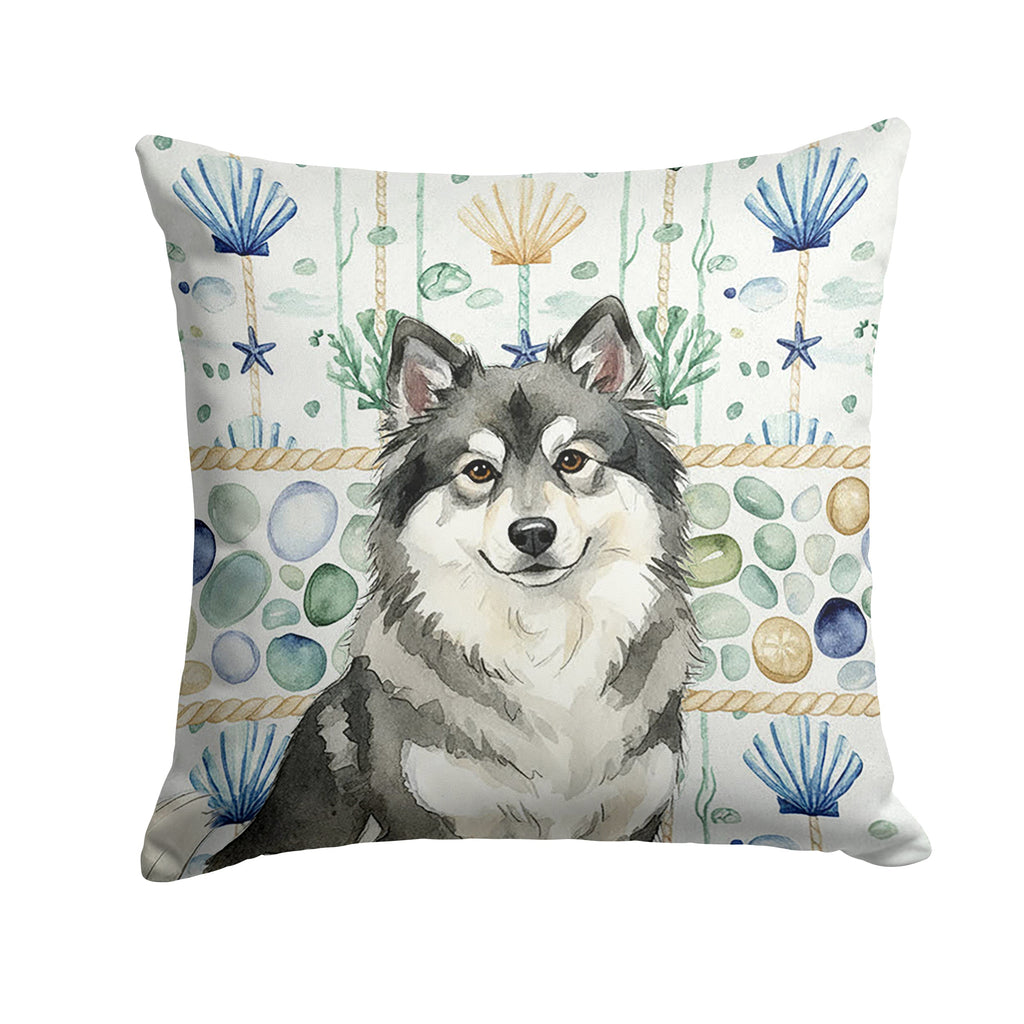 Keeshond Coastal Sea Glass Decorative Throw Pillow 18x18 Indoor Outdoor Accent Cushion, Fabric Cover with Insert for Sofa, Bed, Porch & Living Room