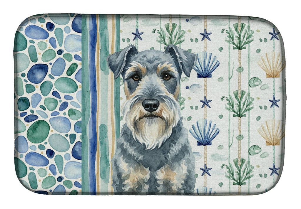 Kerry Blue Terrier Coastal Sea Glass Dish Drying Mat Absorbent Dish Drying Mat Pad for Kitchen Counter Dish Drainer Mat for Countertop, 14 x 21", Multicolor