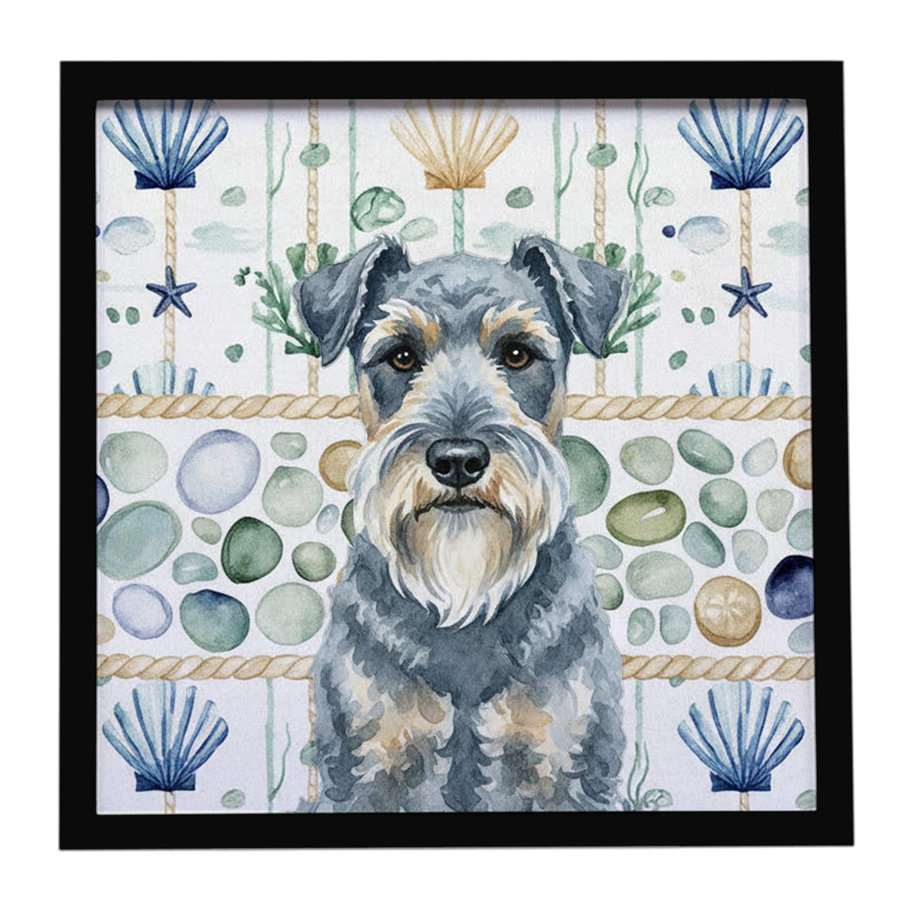 Kerry Blue Terrier Coastal Sea Glass Framed Metal Print Bathroom, Kitchen, Office, Home Decor Wall Art Ready to Hang, Square, 8X8