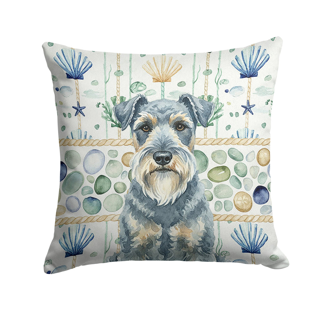 Kerry Blue Terrier Coastal Sea Glass Decorative Throw Pillow 18x18 Indoor Outdoor Accent Cushion, Fabric Cover with Insert for Sofa, Bed, Porch & Living Room