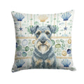 Kerry Blue Terrier Coastal Sea Glass Decorative Throw Pillow 18x18 Indoor Outdoor Accent Cushion, Fabric Cover with Insert for Sofa, Bed, Porch & Living Room
