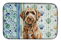 Chocolate Labradoodle Coastal Sea Glass Dish Drying Mat Absorbent Dish Drying Mat Pad for Kitchen Counter Dish Drainer Mat for Countertop, 14 x 21", Multicolor