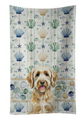 Yellow Labradoodle Coastal Sea Glass Kitchen Towel Velour Plush Front and Cotton Loop Back Machine Washable