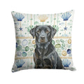 Black Labrador Retriever Coastal Sea Glass Decorative Throw Pillow 14x14 Indoor Outdoor Accent Cushion, Fabric Cover with Insert for Sofa, Bed, Porch & Living Room