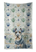 Blue Lakeland Terrier Coastal Sea Glass Kitchen Towel Velour Plush Front and Cotton Loop Back Machine Washable