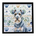 Blue Lakeland Terrier Coastal Sea Glass Framed Metal Print Bathroom, Kitchen, Office, Home Decor Wall Art Ready to Hang, Square, 8X8