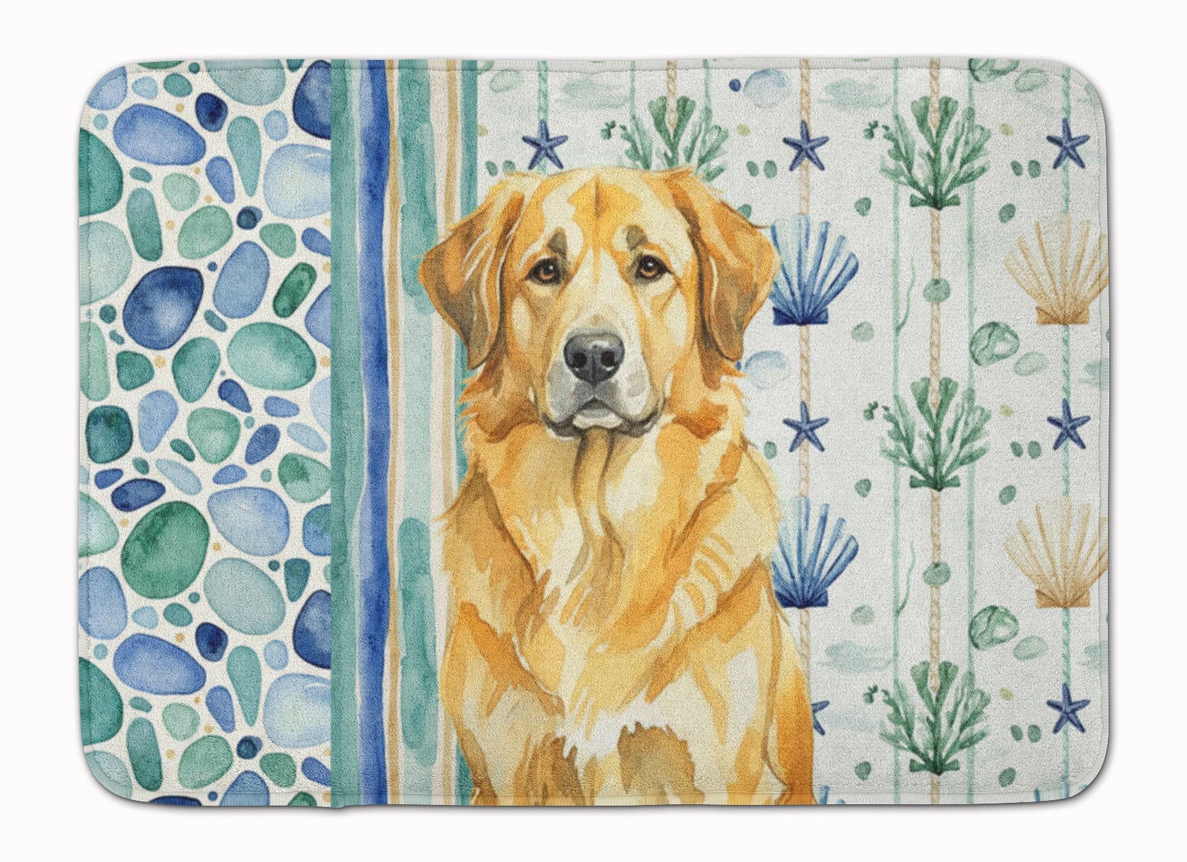 Lion Yellow Leonberger Coastal Sea Glass Memory Foam Kitchen Mat Machine Washable Anti-Fatigue Cushion Comfort Bath or Kitchen Rug