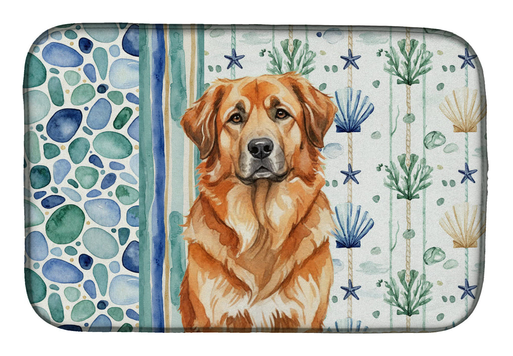 Red Leonberger Coastal Sea Glass Dish Drying Mat Absorbent Dish Drying Mat Pad for Kitchen Counter Dish Drainer Mat for Countertop, 14 x 21", Multicolor