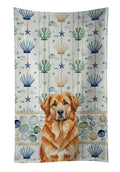 Red Leonberger Coastal Sea Glass Kitchen Towel Velour Plush Front and Cotton Loop Back Machine Washable