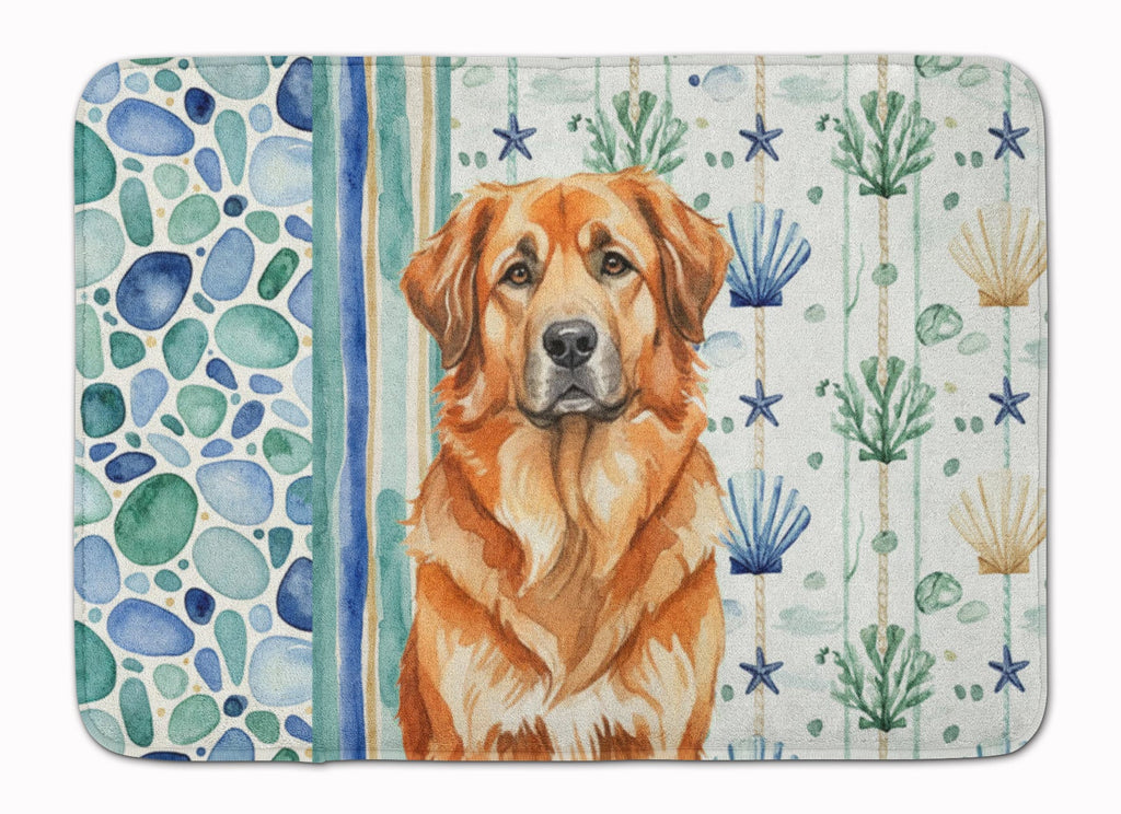 Red Leonberger Coastal Sea Glass Memory Foam Kitchen Mat Machine Washable Anti-Fatigue Cushion Comfort Bath or Kitchen Rug