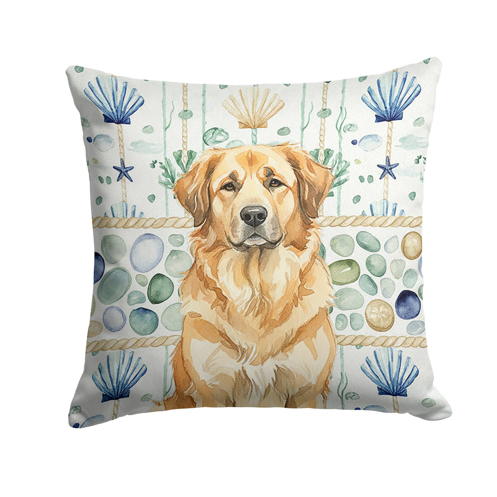 Sandy Leonberger Coastal Sea Glass Decorative Throw Pillow 18x18 Indoor Outdoor Accent Cushion, Fabric Cover with Insert for Sofa, Bed, Porch & Living Room