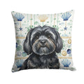 Black Lhasa Apso Coastal Sea Glass Decorative Throw Pillow 18x18 Indoor Outdoor Accent Cushion, Fabric Cover with Insert for Sofa, Bed, Porch & Living Room