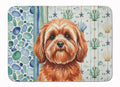Red Lhasa Apso Coastal Sea Glass Memory Foam Kitchen Mat Machine Washable Anti-Fatigue Cushion Comfort Bath or Kitchen Rug