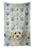 Maltipoo Coastal Sea Glass Kitchen Towel Velour Plush Front and Cotton Loop Back Machine Washable
