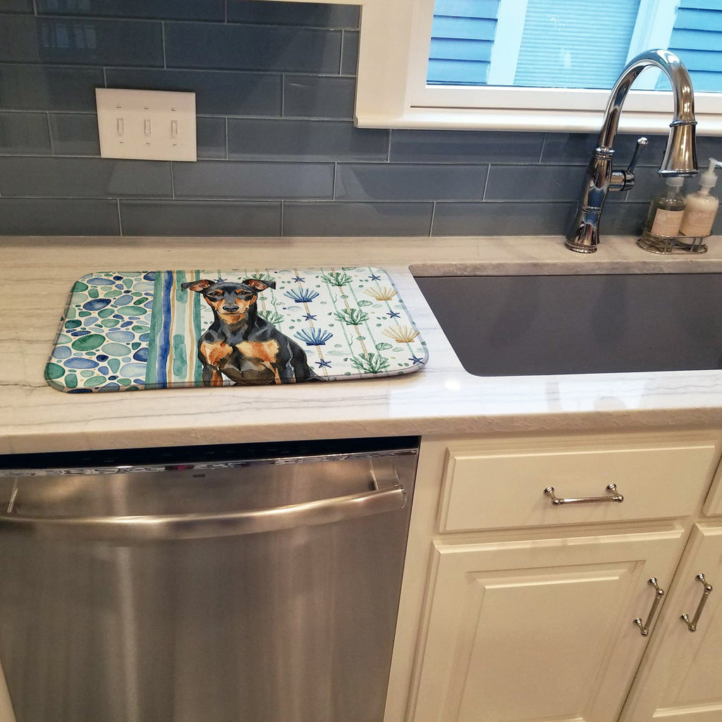 Manchester Terrier Coastal Sea Glass Dish Drying Mat Absorbent Dish Drying Mat Pad for Kitchen Counter Dish Drainer Mat for Countertop, 14 x 21", Multicolor