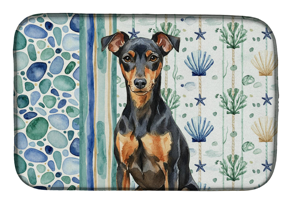 Manchester Terrier Coastal Sea Glass Dish Drying Mat Absorbent Dish Drying Mat Pad for Kitchen Counter Dish Drainer Mat for Countertop, 14 x 21", Multicolor