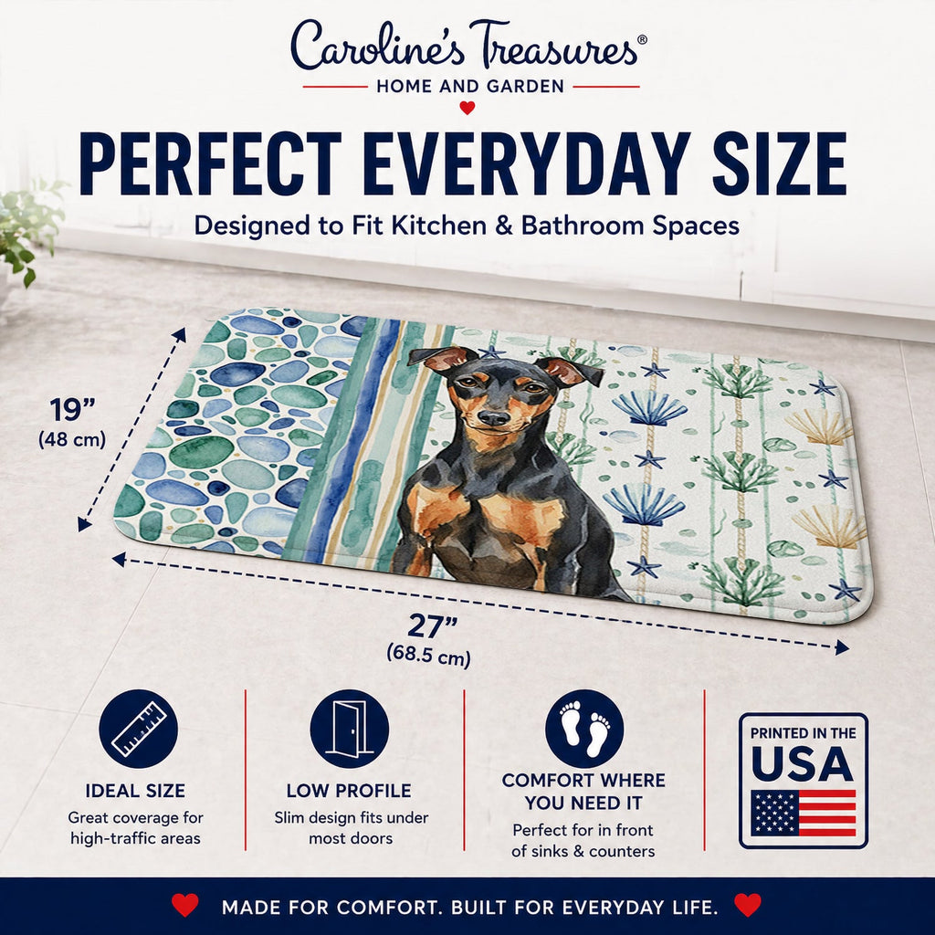 Manchester Terrier Coastal Sea Glass Memory Foam Kitchen Mat Machine Washable Anti-Fatigue Cushion Comfort Bath or Kitchen Rug