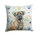 Brindle Mastiff Coastal Sea Glass Decorative Throw Pillow 18x18 Indoor Outdoor Accent Cushion, Fabric Cover with Insert for Sofa, Bed, Porch & Living Room