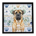Fawn Mastiff Coastal Sea Glass Framed Metal Print Bathroom, Kitchen, Office, Home Decor Wall Art Ready to Hang, Square, 8X8