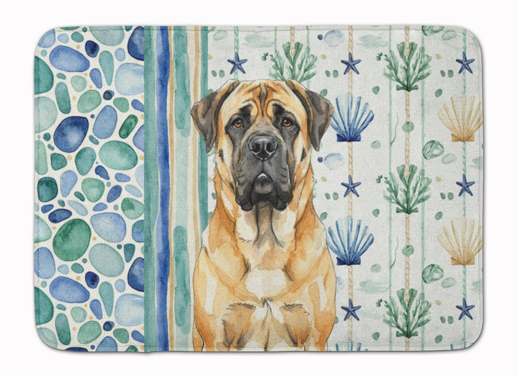 Fawn Mastiff Coastal Sea Glass Memory Foam Kitchen Mat Machine Washable Anti-Fatigue Cushion Comfort Bath or Kitchen Rug