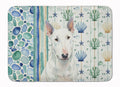 White Miniature Bull Terrier Coastal Sea Glass Memory Foam Kitchen Mat Machine Washable Anti-Fatigue Cushion Comfort Bath or Kitchen Rug