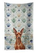 Red Miniature Pinscher Min Pin Coastal Sea Glass Kitchen Towel Velour Plush Front and Cotton Loop Back Machine Washable