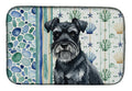 Black Miniature Schnauzer Coastal Sea Glass Dish Drying Mat Absorbent Dish Drying Mat Pad for Kitchen Counter Dish Drainer Mat for Countertop, 14 x 21", Multicolor