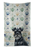 Black Miniature Schnauzer Coastal Sea Glass Kitchen Towel Velour Plush Front and Cotton Loop Back Machine Washable