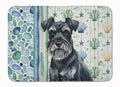 Black Miniature Schnauzer Coastal Sea Glass Memory Foam Kitchen Mat Machine Washable Anti-Fatigue Cushion Comfort Bath or Kitchen Rug