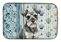 Miniature Schnauzer Coastal Sea Glass Dish Drying Mat Absorbent Dish Drying Mat Pad for Kitchen Counter Dish Drainer Mat for Countertop, 14 x 21", Multicolor