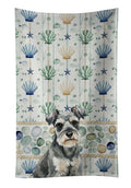 Miniature Schnauzer Coastal Sea Glass Kitchen Towel Velour Plush Front and Cotton Loop Back Machine Washable