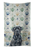 Black Neapolitan Mastiff Coastal Sea Glass Kitchen Towel Velour Plush Front and Cotton Loop Back Machine Washable