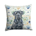 Black Neapolitan Mastiff Coastal Sea Glass Decorative Throw Pillow 14x14 Indoor Outdoor Accent Cushion, Fabric Cover with Insert for Sofa, Bed, Porch & Living Room
