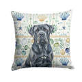 Black Neapolitan Mastiff Coastal Sea Glass Decorative Throw Pillow 18x18 Indoor Outdoor Accent Cushion, Fabric Cover with Insert for Sofa, Bed, Porch & Living Room