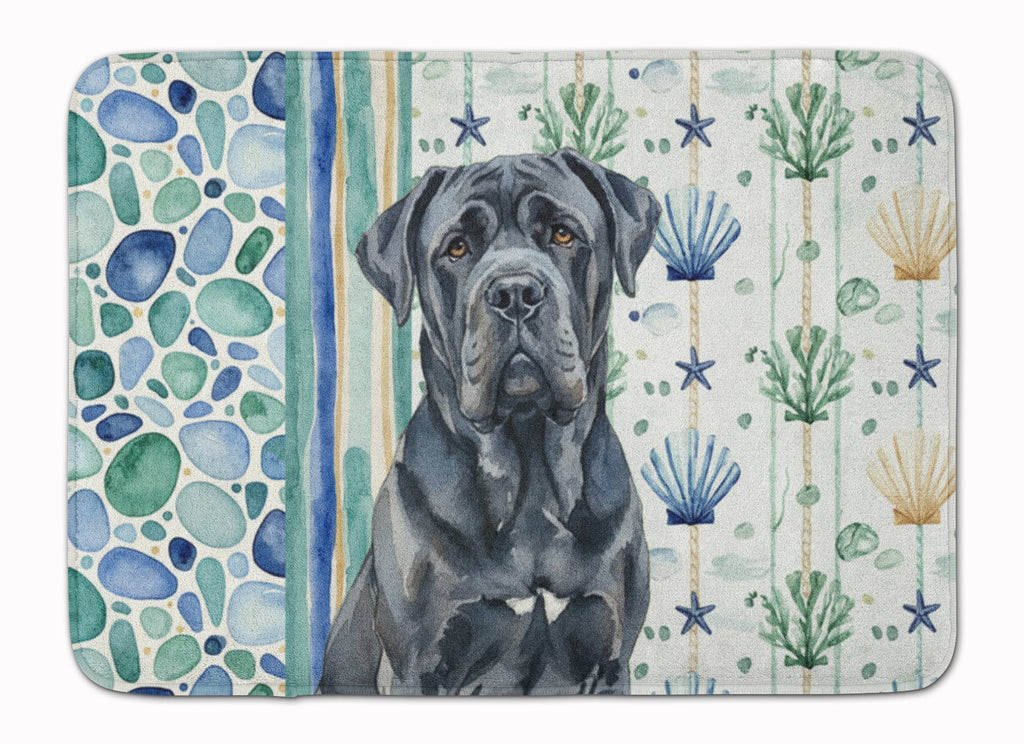 Black Neapolitan Mastiff Coastal Sea Glass Memory Foam Kitchen Mat Machine Washable Anti-Fatigue Cushion Comfort Bath or Kitchen Rug