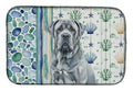 Blue Neapolitan Mastiff Coastal Sea Glass Dish Drying Mat Absorbent Dish Drying Mat Pad for Kitchen Counter Dish Drainer Mat for Countertop, 14 x 21", Multicolor