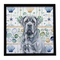 Blue Neapolitan Mastiff Coastal Sea Glass Framed Metal Print Bathroom, Kitchen, Office, Home Decor Wall Art Ready to Hang, Square, 8X8