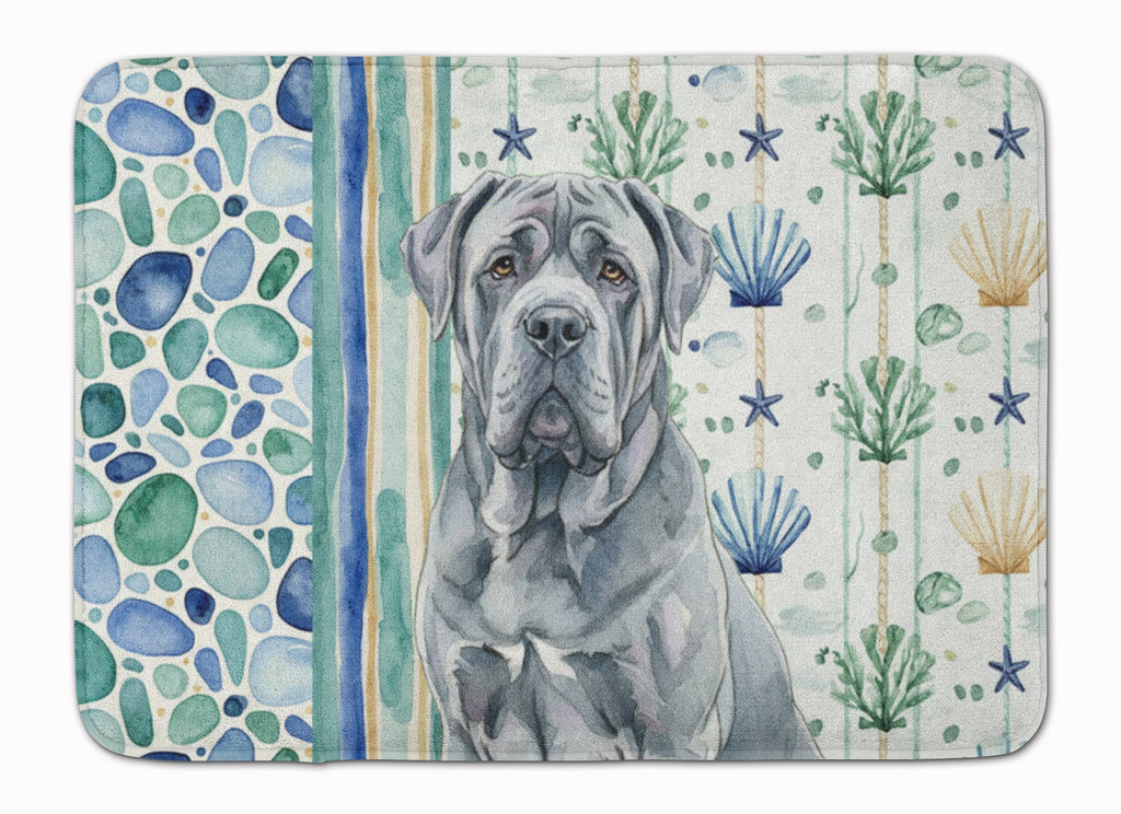 Blue Neapolitan Mastiff Coastal Sea Glass Memory Foam Kitchen Mat Machine Washable Anti-Fatigue Cushion Comfort Bath or Kitchen Rug