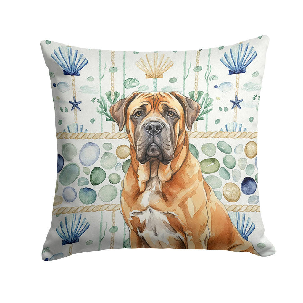 Neapolitan Mastiff Coastal Sea Glass Decorative Throw Pillow 18x18 Indoor Outdoor Accent Cushion, Fabric Cover with Insert for Sofa, Bed, Porch & Living Room