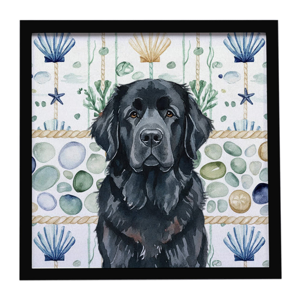 Black Newfoundland Coastal Sea Glass Framed Metal Print Bathroom, Kitchen, Office, Home Decor Wall Art Ready to Hang, Square, 8X8