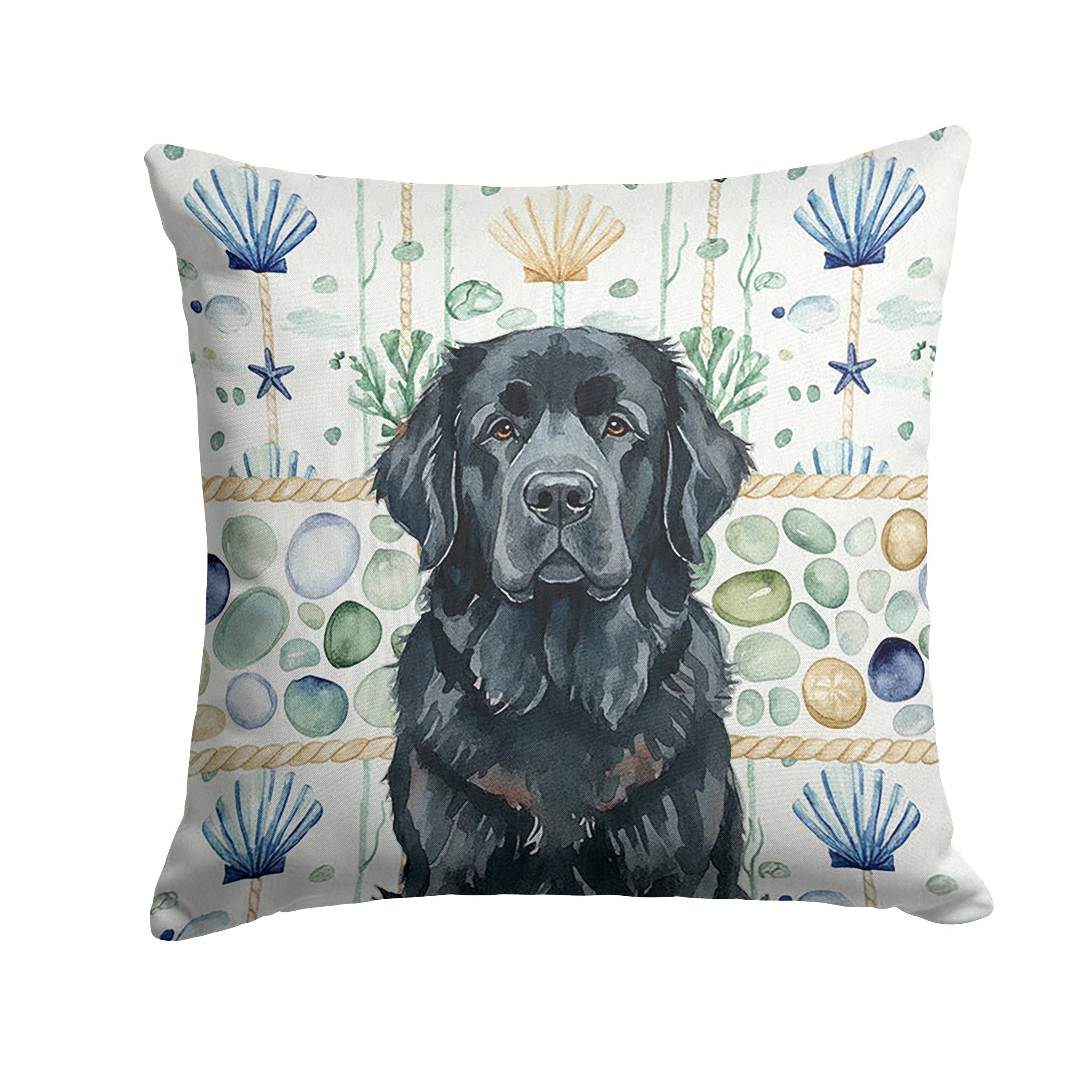 Black Newfoundland Coastal Sea Glass Decorative Throw Pillow 18x18 Indoor Outdoor Accent Cushion, Fabric Cover with Insert for Sofa, Bed, Porch & Living Room