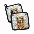 Brown Newfoundland Coastal Sea Glass Pot Holder Set of 2 Heat Resistant Quilted Hot Pads 7.5 x 7.5 Inch, Insulated Kitchen Trivets for Cooking & Baking